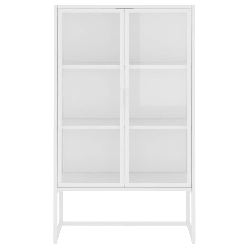 Dulap înalt, alb, 80x35x135 cm, oțel și sticlă securizată