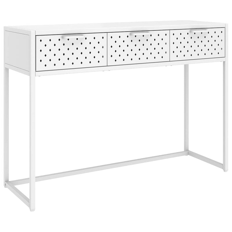 Masă consolă, alb, 106x35x75 cm, oțel