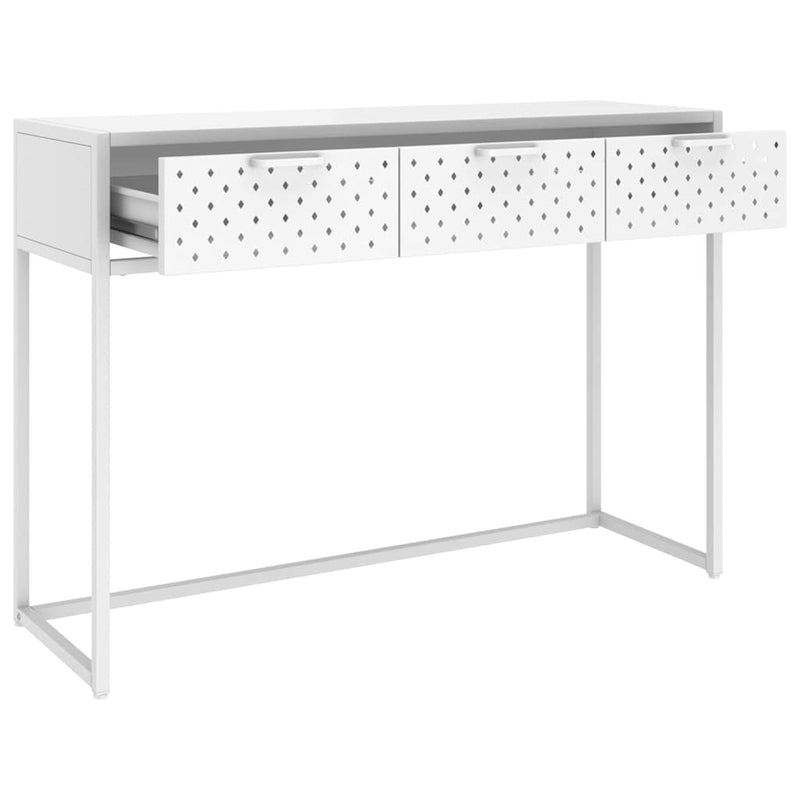 Masă consolă, alb, 106x35x75 cm, oțel
