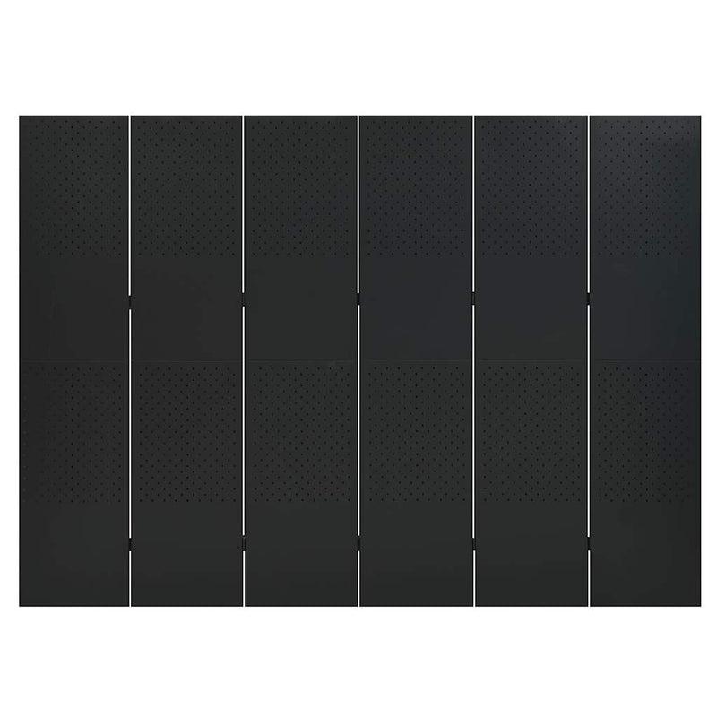 Paravan de cameră cu 6 panouri, negru, 240x180 cm, oțel