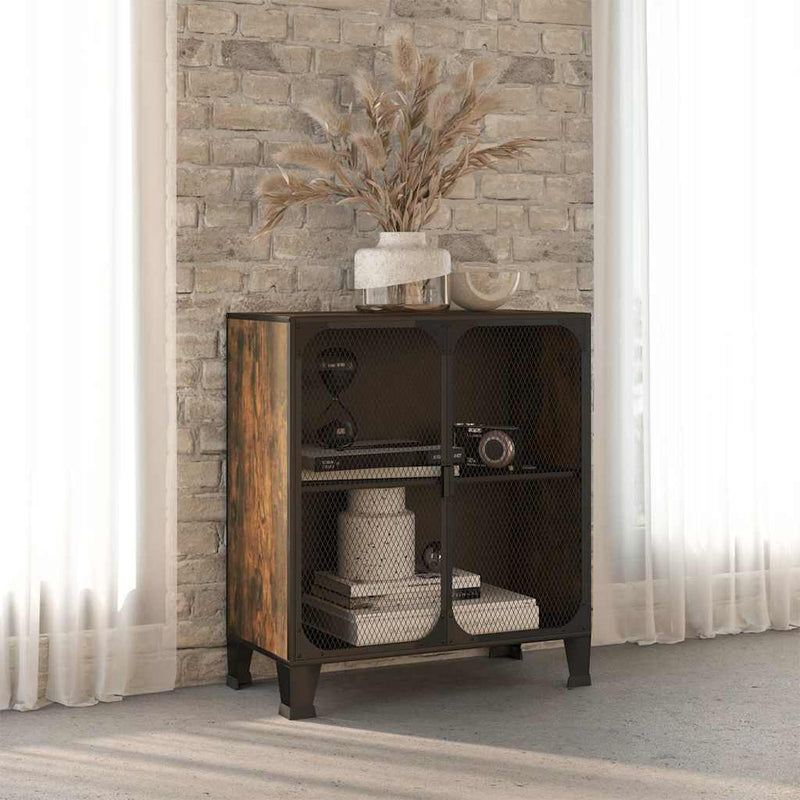 Dulap de depozitare în stil rustic,maro,72x36x82cm,metal și MDF