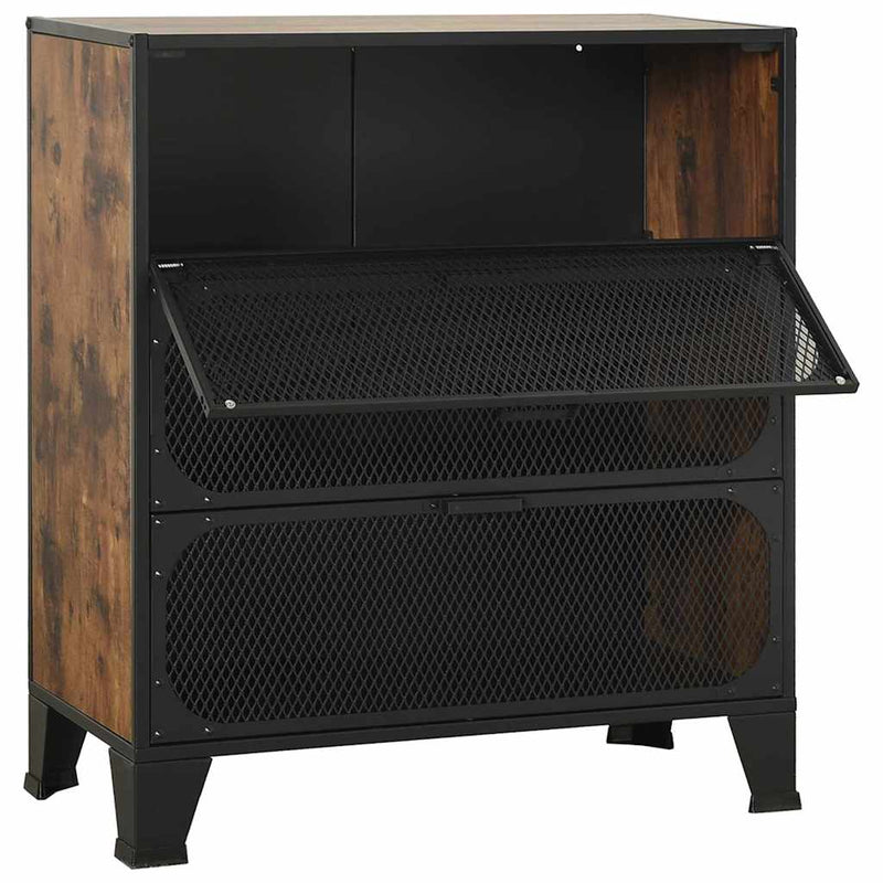 Dulap de depozitare ,maro rustic,72x36x82cm,metal și MDF