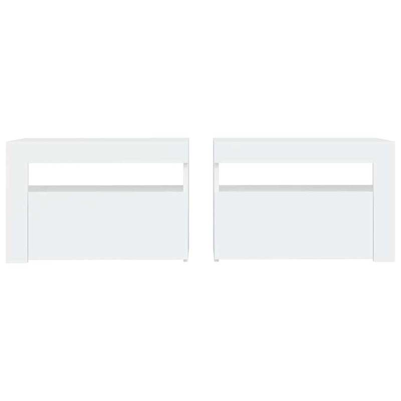 Noptiere cu LED-uri, 2 buc., alb, 60x35x40 cm