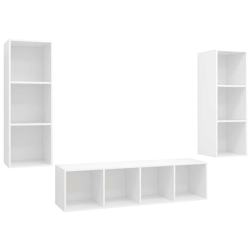 Set de dulapuri TV, 3 piese, alb, lemn prelucrat