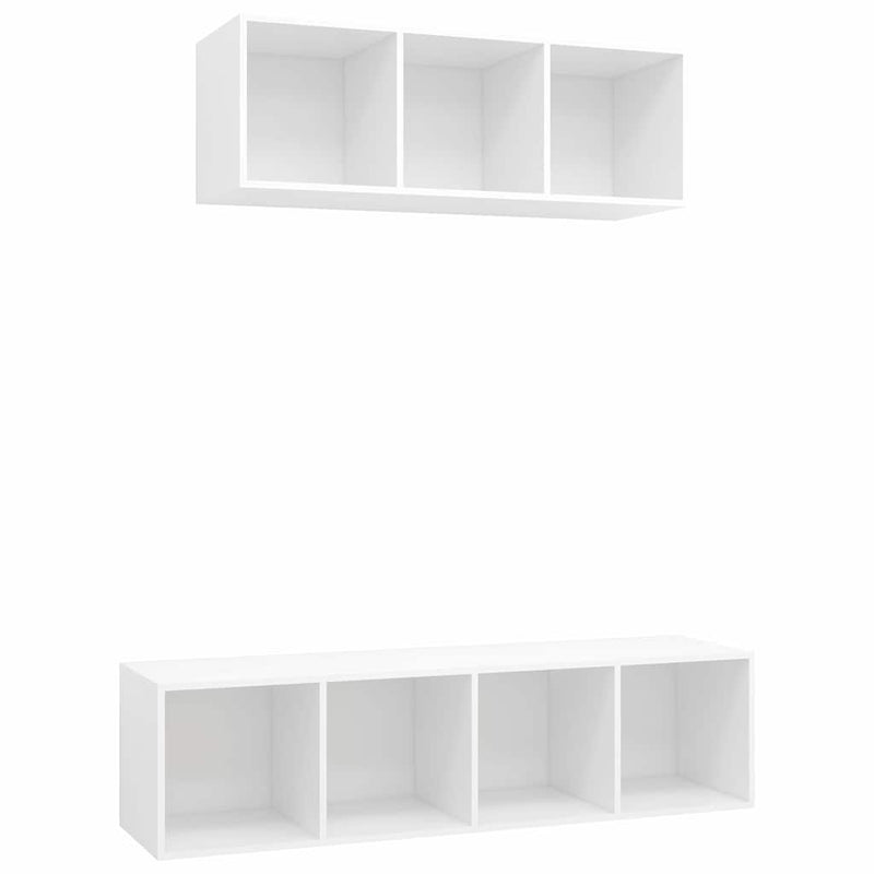 Set de dulapuri TV, 2 piese, alb, lemn prelucrat