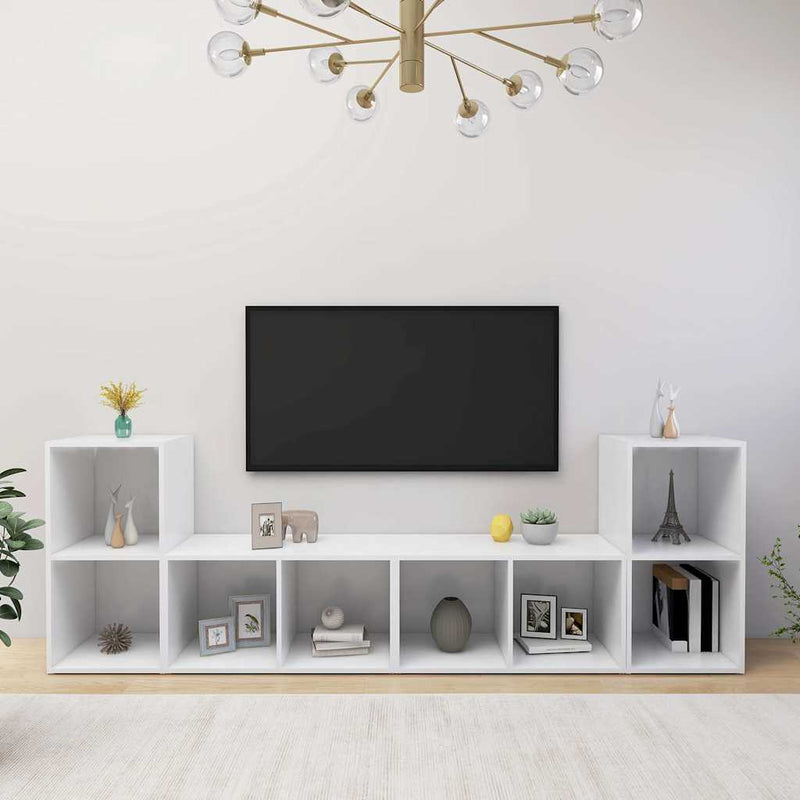 Dulapuri TV, 2 buc., alb, 72x35x36,5 cm, lemn prelucrat