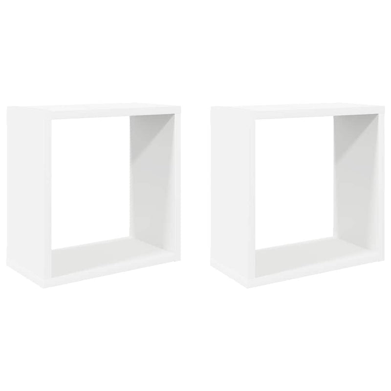 Rafturi de perete cub, 2 buc., alb, 30x15x30 cm