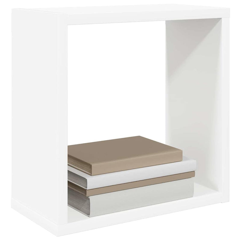 Rafturi de perete cub, 2 buc., alb, 30x15x30 cm