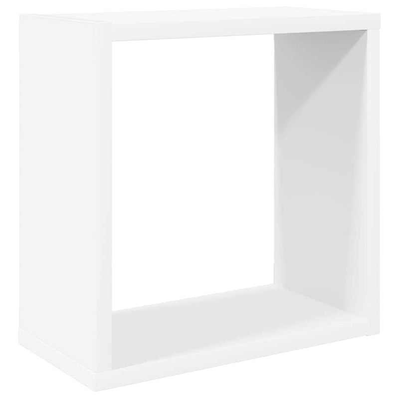 Rafturi de perete cub, 2 buc., alb, 30x15x30 cm