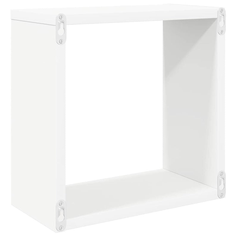 Rafturi de perete cub, 2 buc., alb, 30x15x30 cm