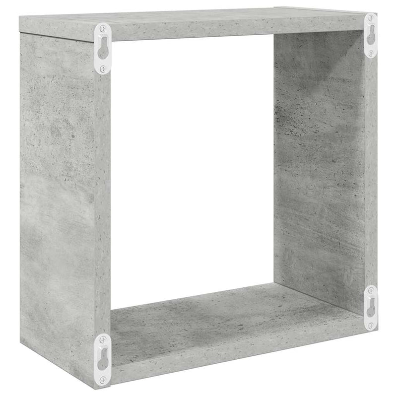 Rafturi de perete cub, 2 buc., gri beton, 30x15x30 cm
