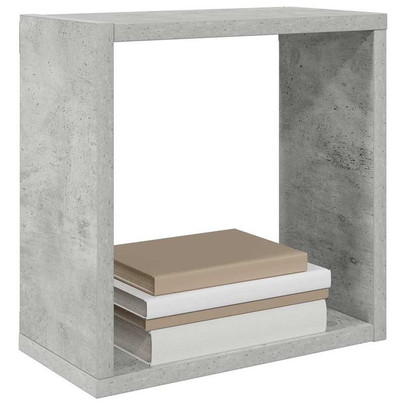 Rafturi de perete cub, 6 buc., gri beton, 30x15x30 cm