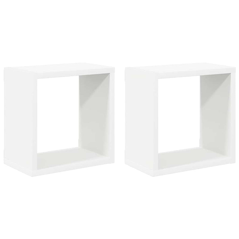 Rafturi de perete cub, 2 buc., alb, 26x15x26 cm