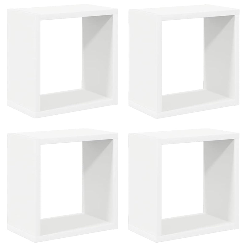 Rafturi de perete cub, 4 buc., alb, 26x15x26 cm