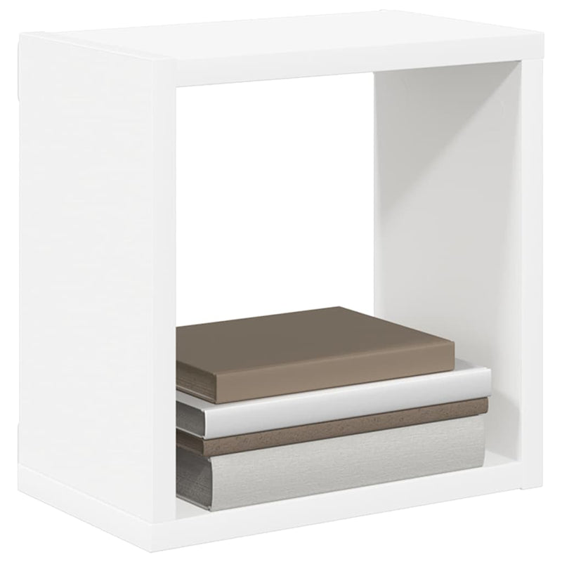 Rafturi de perete cub, 4 buc., alb, 26x15x26 cm