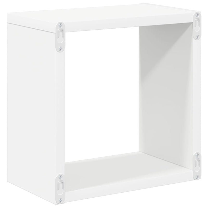 Rafturi de perete cub, 4 buc., alb, 26x15x26 cm