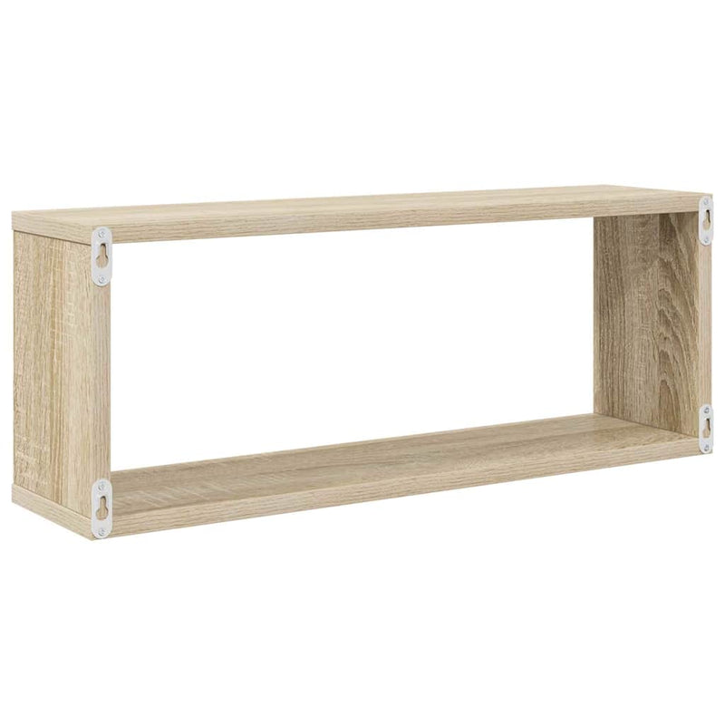 Rafturi de perete cub, 2 buc., stejar sonoma, 60x15x23 cm, PAL