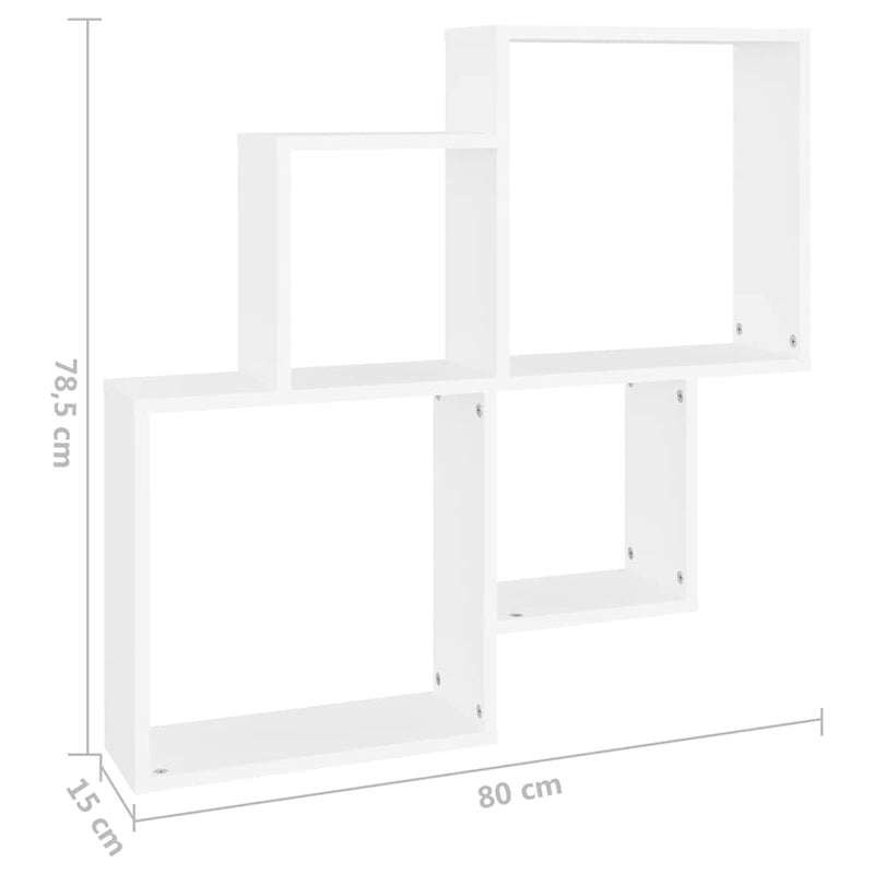 Raft de perete cub, alb, 80x15x78,5 cm PAL