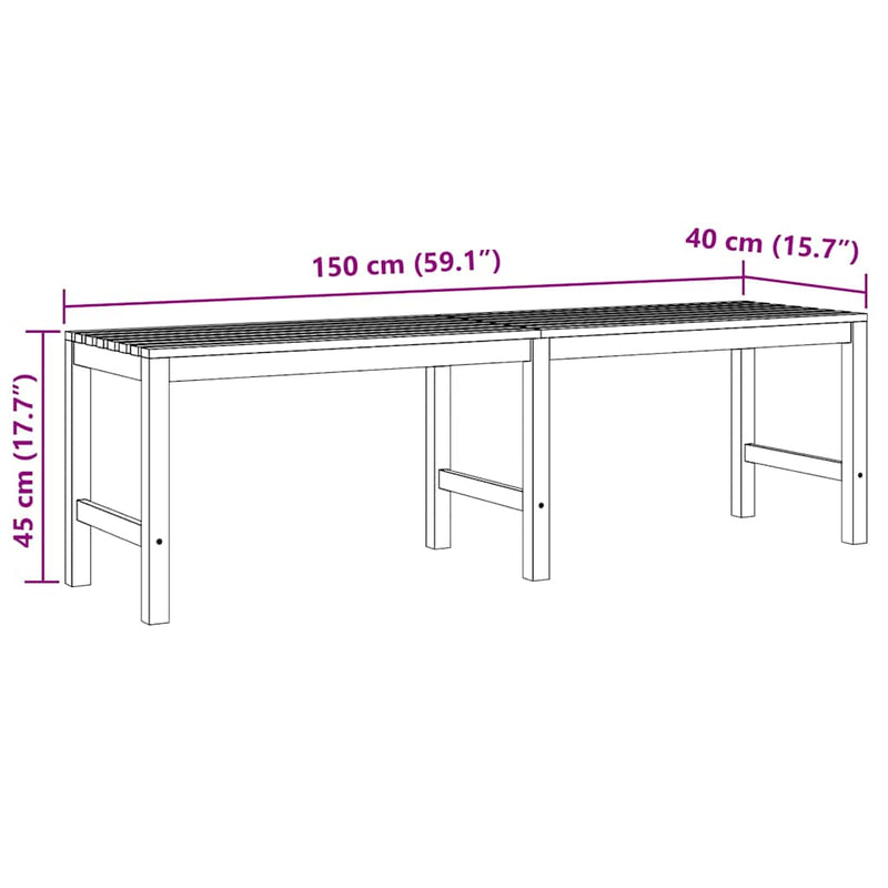 Bancă de grădină, 150 cm, lemn masiv de tec