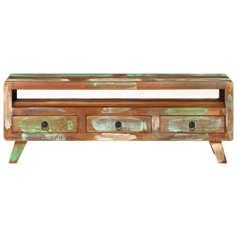 Comodă TV, 110x30x40 cm, multicolor, lemn masiv reciclat