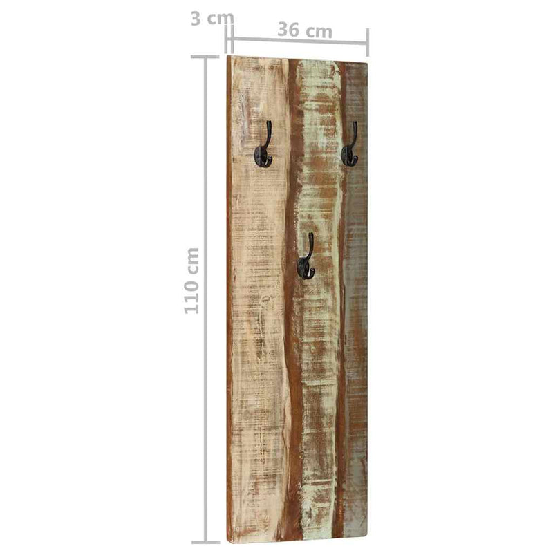 Cuier de haine de perete 2 buc. 36x3x110 cm lemn masiv reciclat