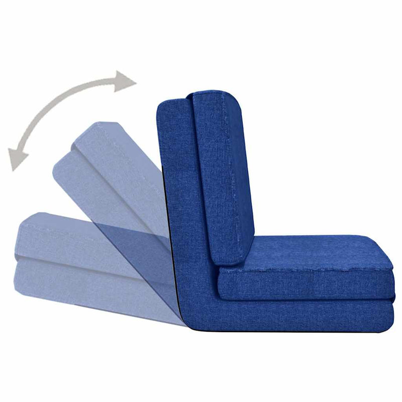 Scaun de podea pliabil, albastru, material textil