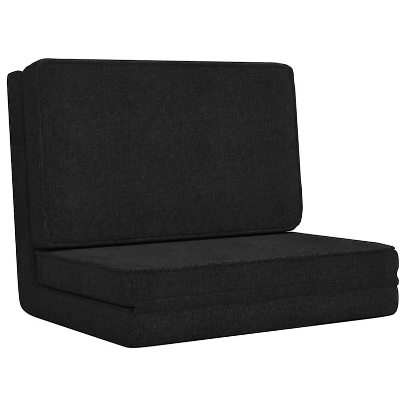 Scaun de podea pliabil, negru, material textil