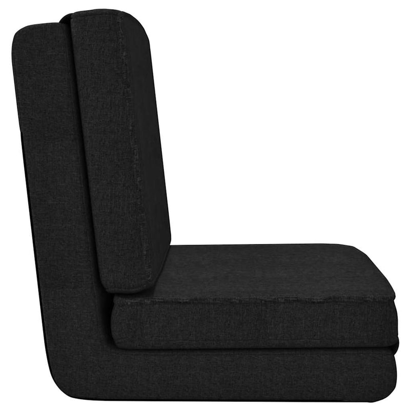 Scaun de podea pliabil, negru, material textil