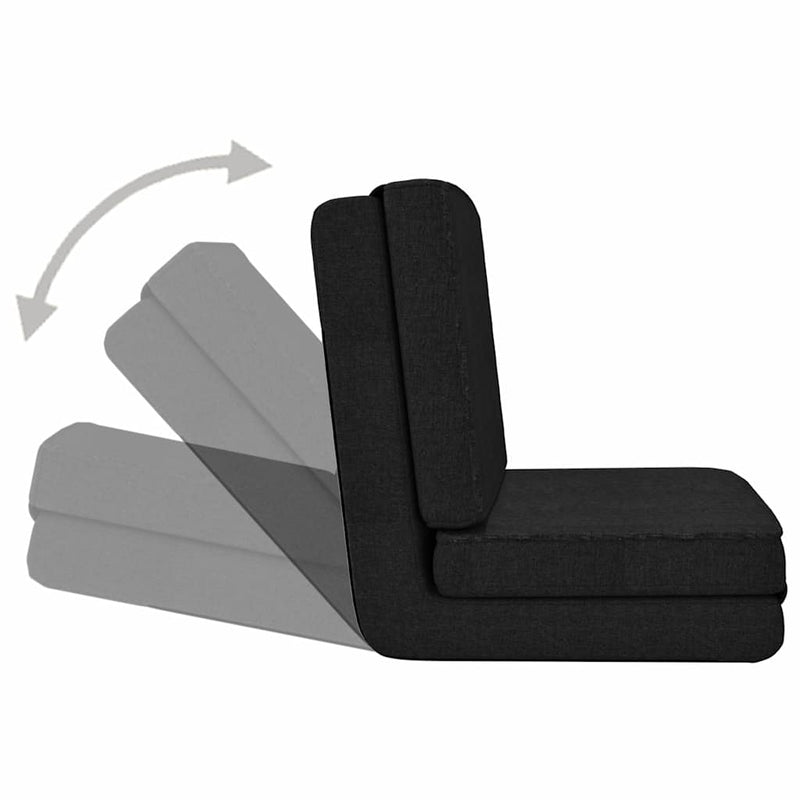 Scaun de podea pliabil, negru, material textil