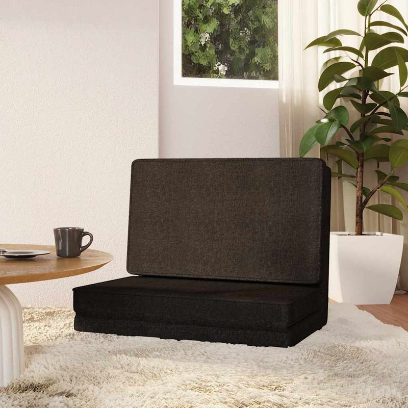 Scaun de podea pliabil, negru, material textil