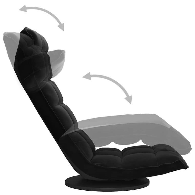 Scaun de podea pivotant, negru, catifea