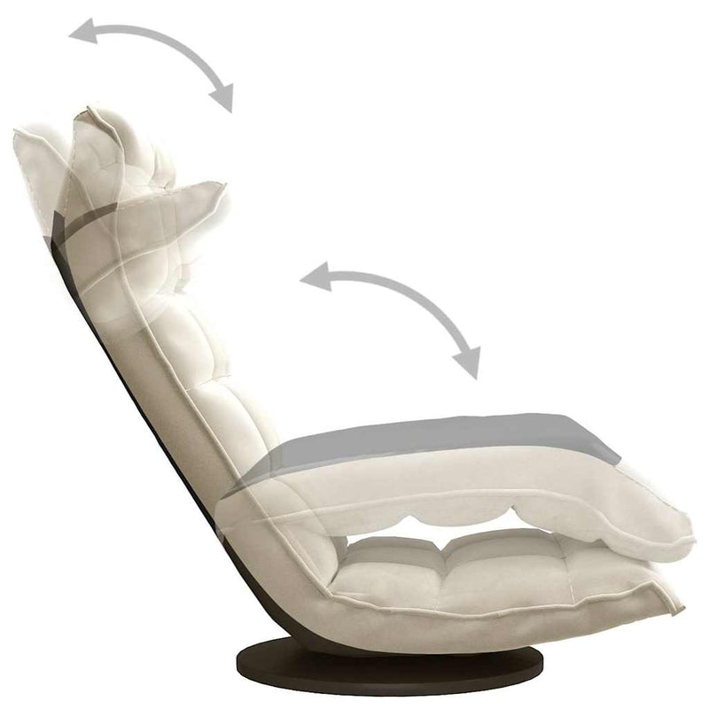 Scaun de podea pivotant, crem, catifea