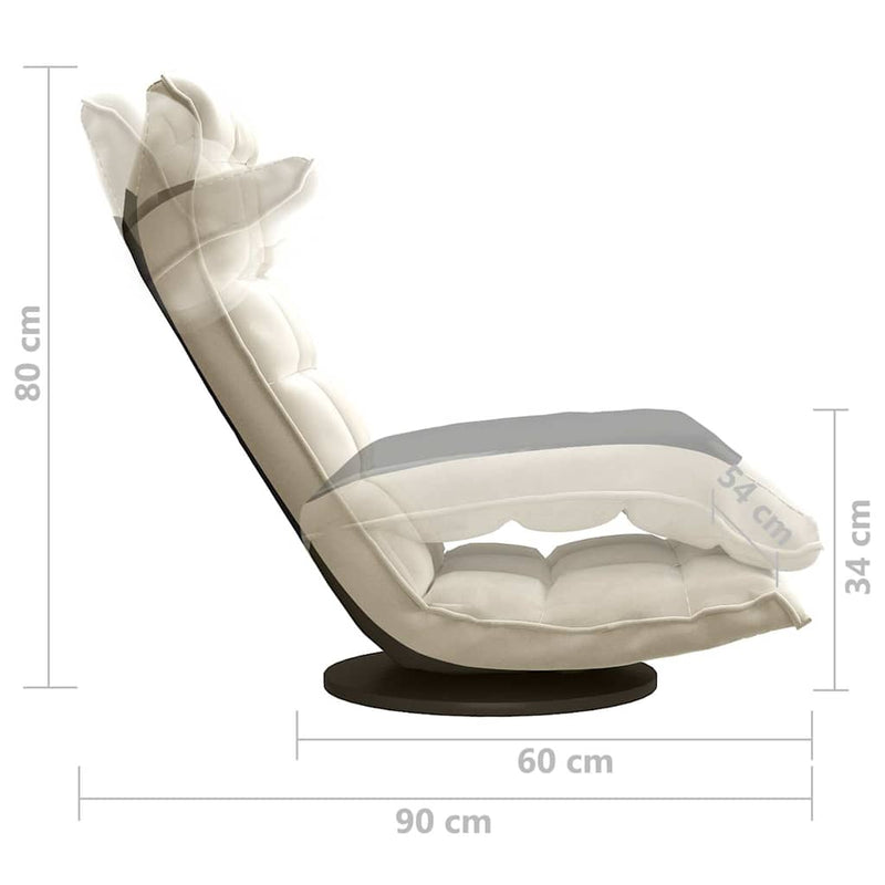 Scaun de podea pivotant, crem, catifea