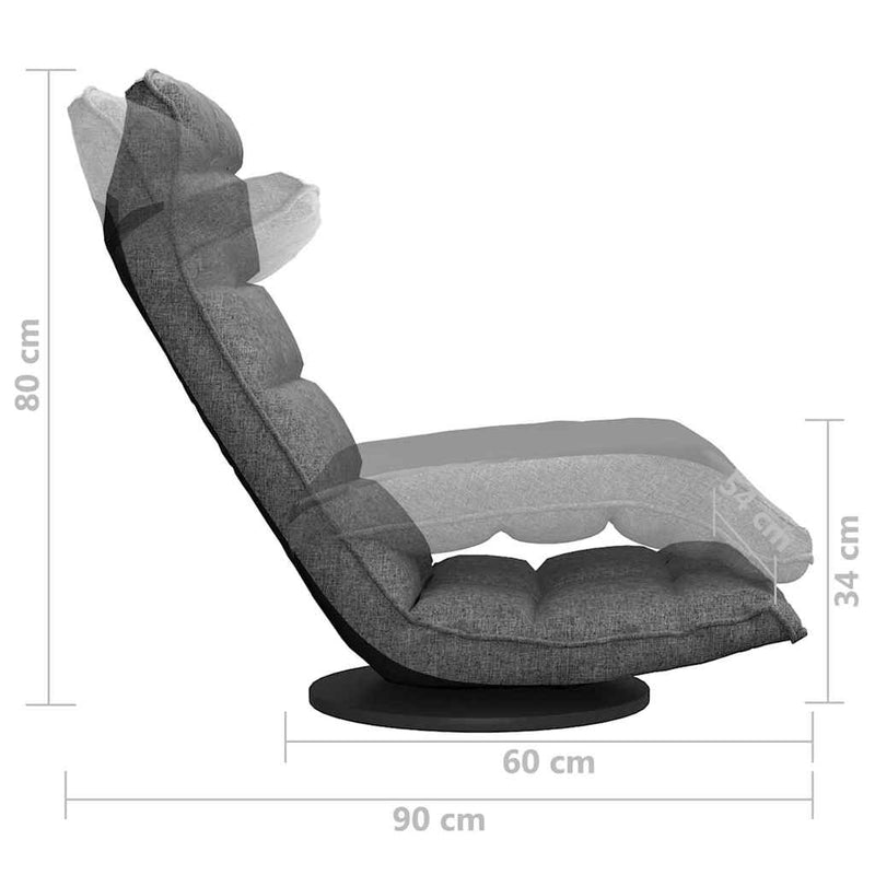 Scaun de podea pivotant, gri deschis, material textil