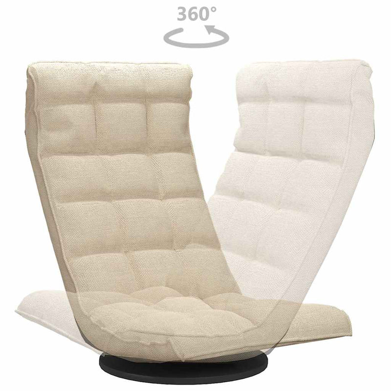 Scaun de podea pivotant, crem, material textil