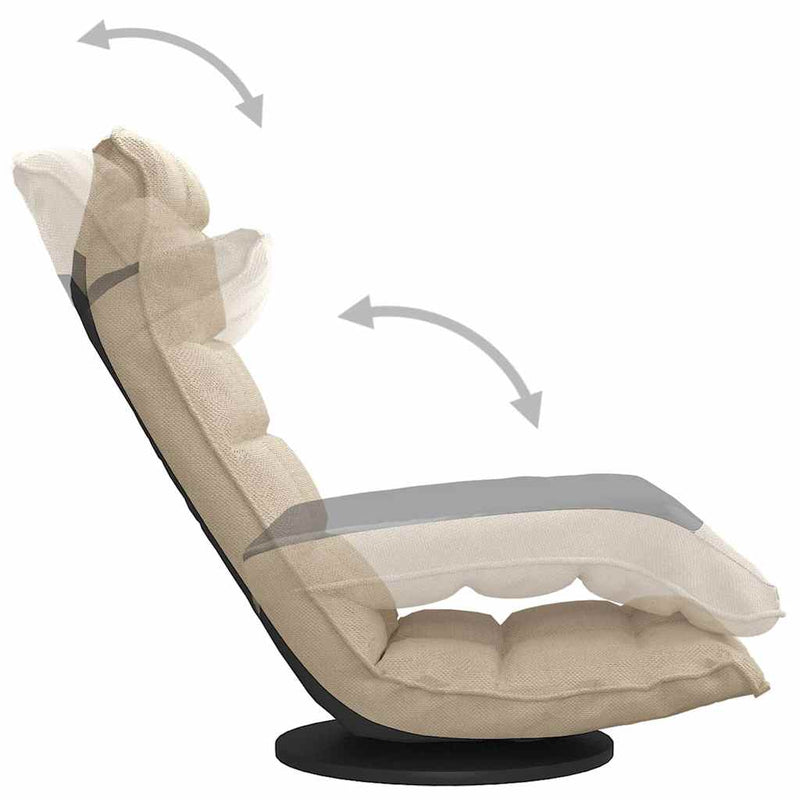 Scaun de podea pivotant, crem, material textil