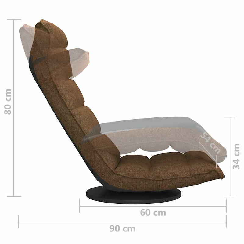 Scaun de podea pivotant, maro, material textil