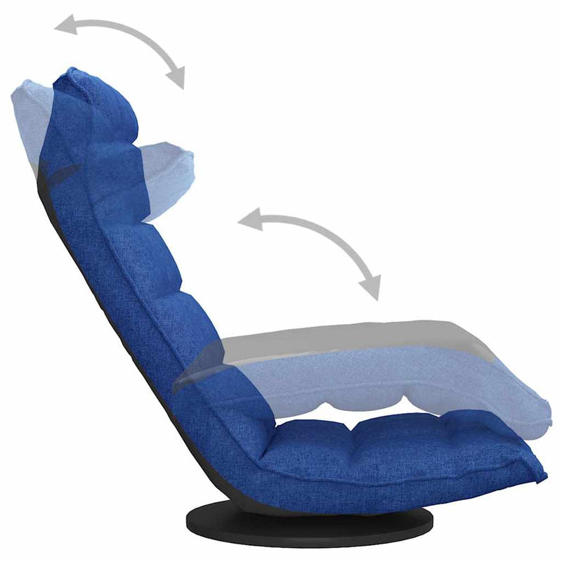 Scaun de podea pivotant, albastru, material textil