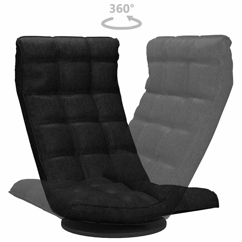 Scaun de podea pivotant, negru, material textil