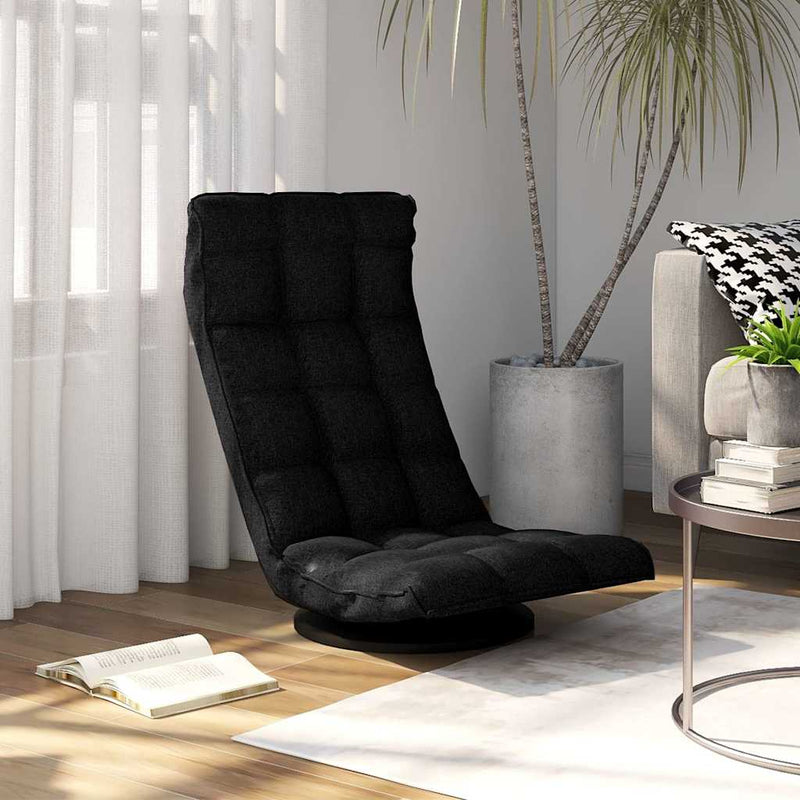 Scaun de podea pivotant, negru, material textil