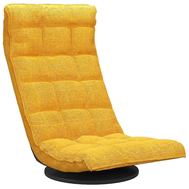 Scaun de podea pivotant, galben muștar, material textil