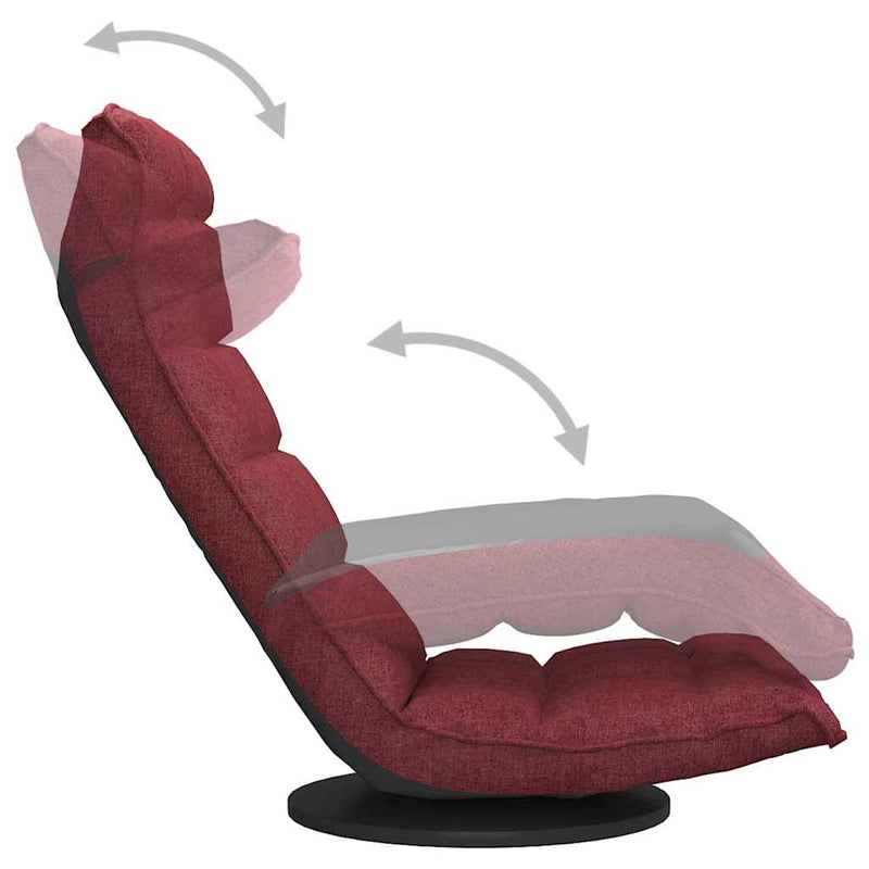 Scaun de podea pivotant, roșu vin, material textil