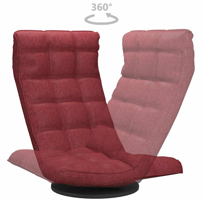 Scaun de podea pivotant, roșu vin, material textil