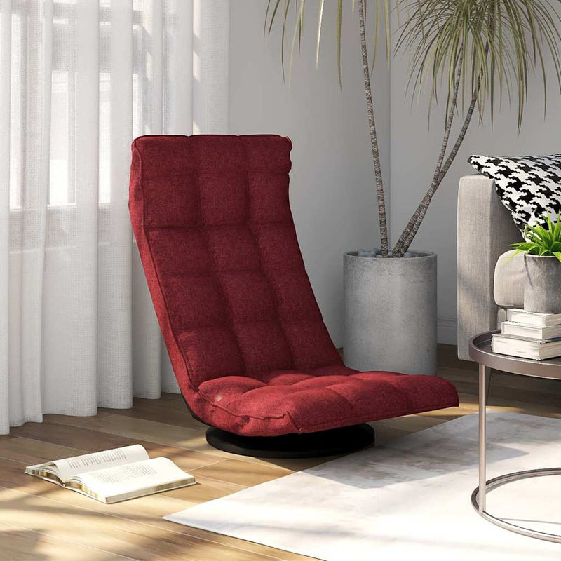 Scaun de podea pivotant, roșu vin, material textil