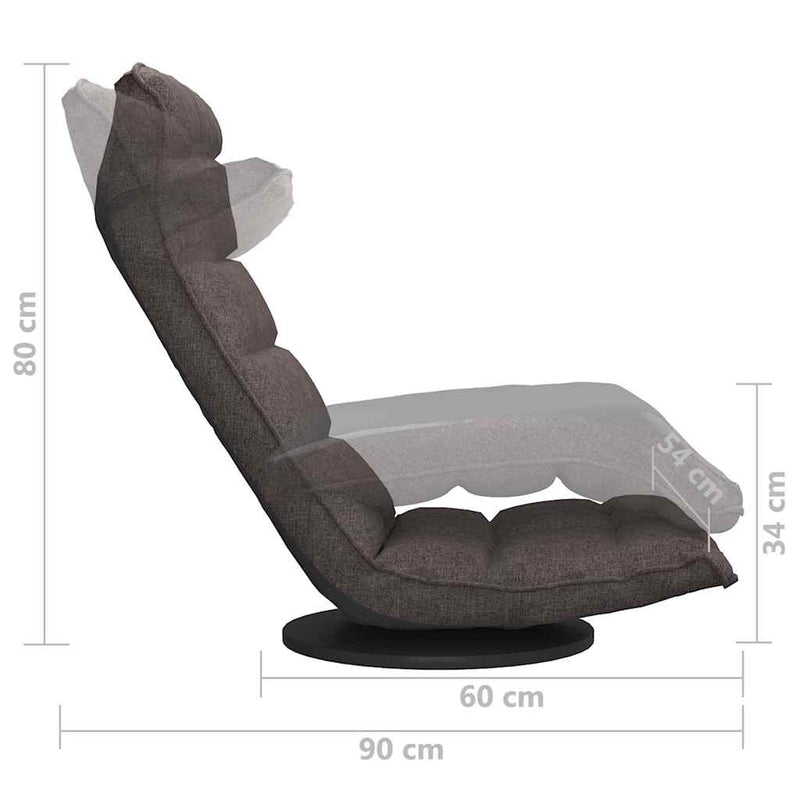 Scaun de podea pivotant, gri taupe, material textil
