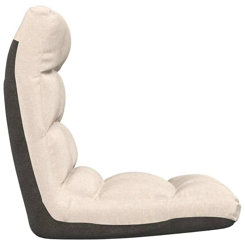 Scaun de podea pliabil, crem, material textil