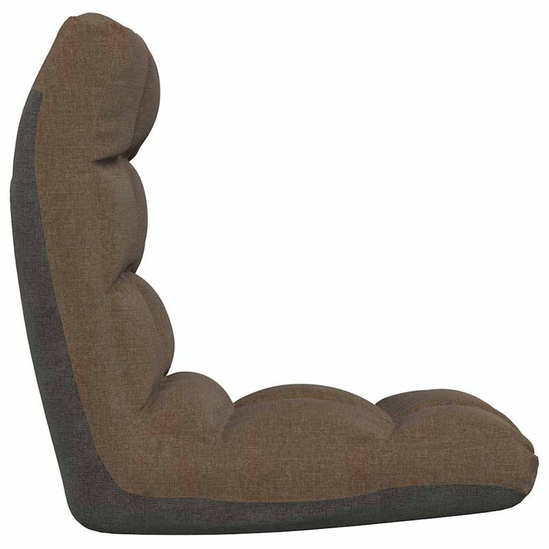 Scaun de podea pliabil, maro, material textil