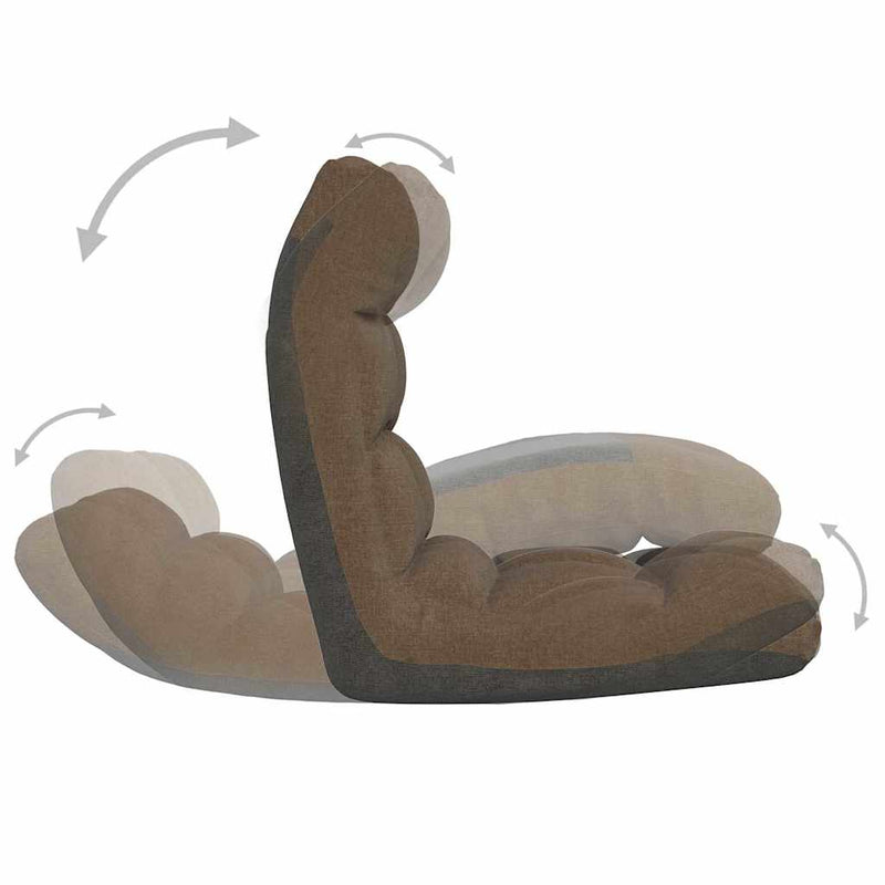 Scaun de podea pliabil, maro, material textil