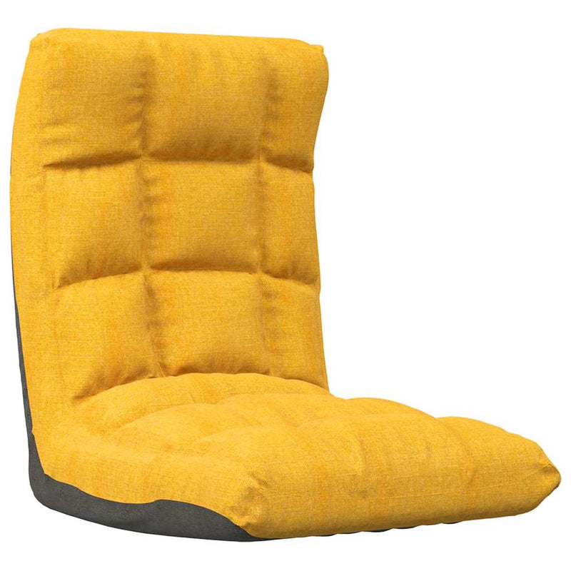 Scaun de podea pliabil, galben muștar, material textil