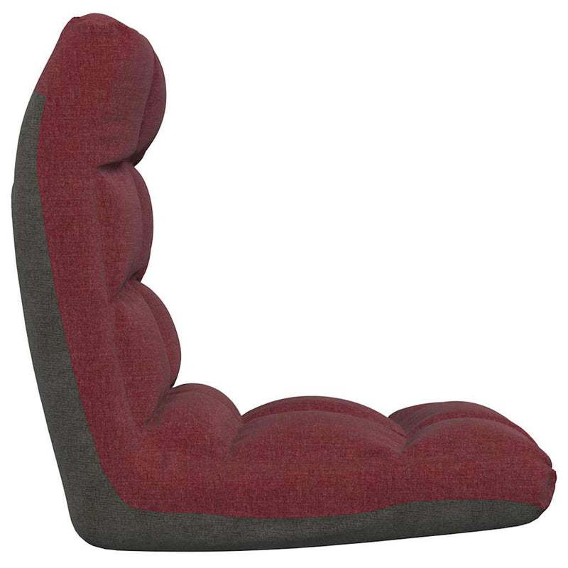 Scaun de podea pliabil, roșu vin, material textil